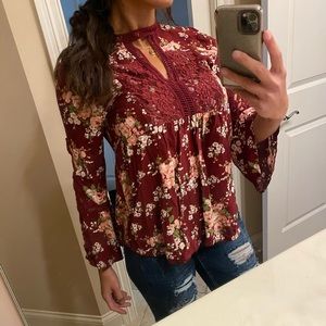 Floral Bell sleeve lace top